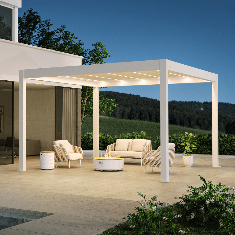 Weatherproof Pergola - Motorized Louver W/ Lighting