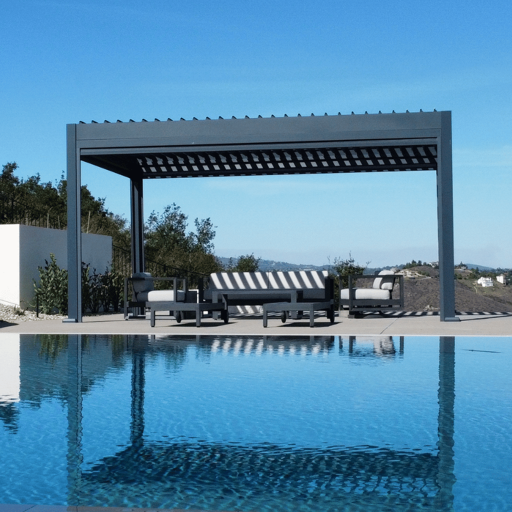 Weatherproof Pergola - Motorized Louver W/ Lighting