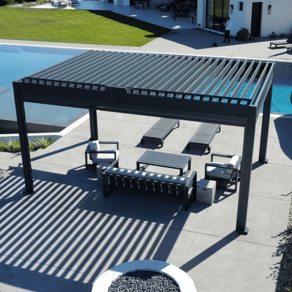 Weatherproof Pergola - Motorized Louver W/ Lighting