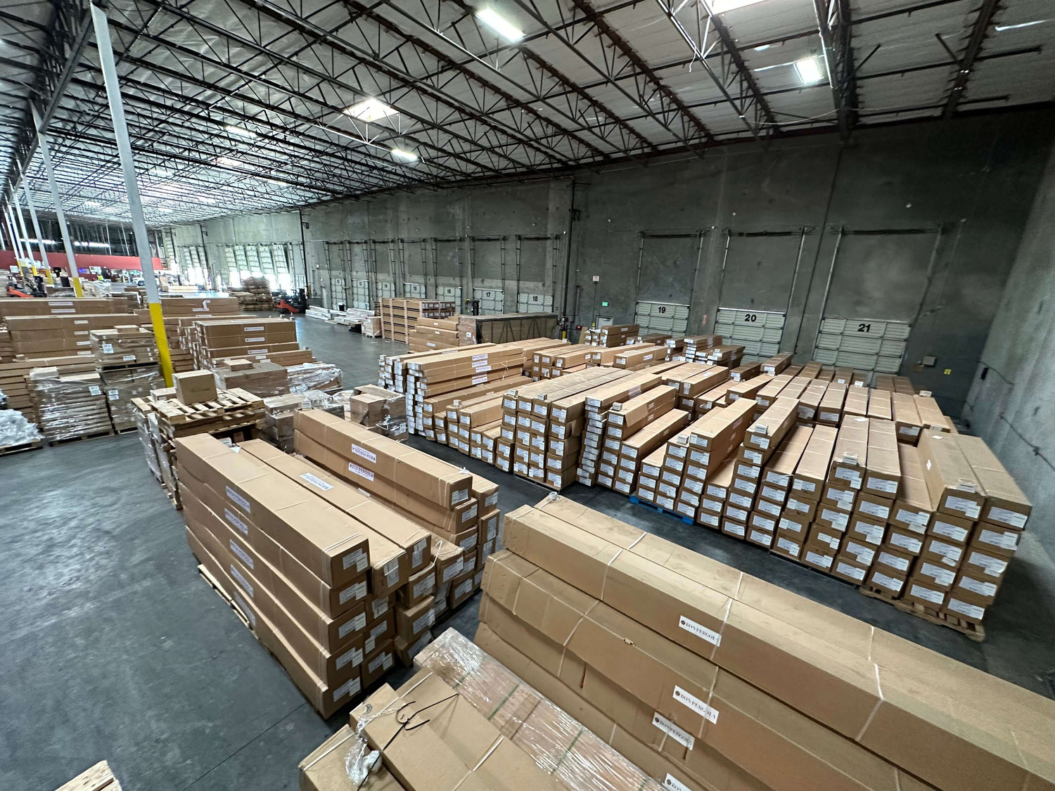 Bon Pergola warehouse view of boxes