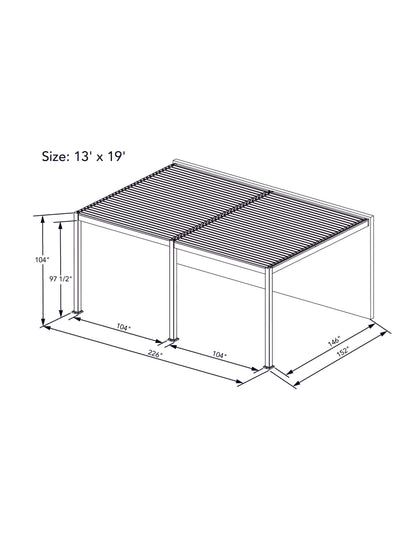 A dark gray aluminum pergola with a motorized louvered roof and LED lighting. Perfect for shade, sun protection, and outdoor gatherings.