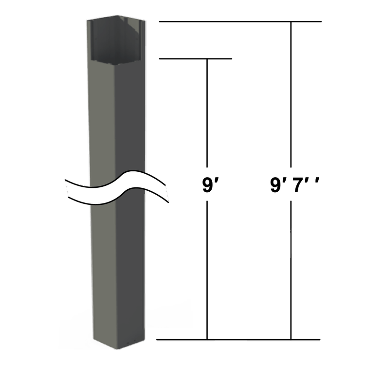 "Extended pergola post increases clearance from 8' to 9' and raises top from 8'7" to 9'7"."