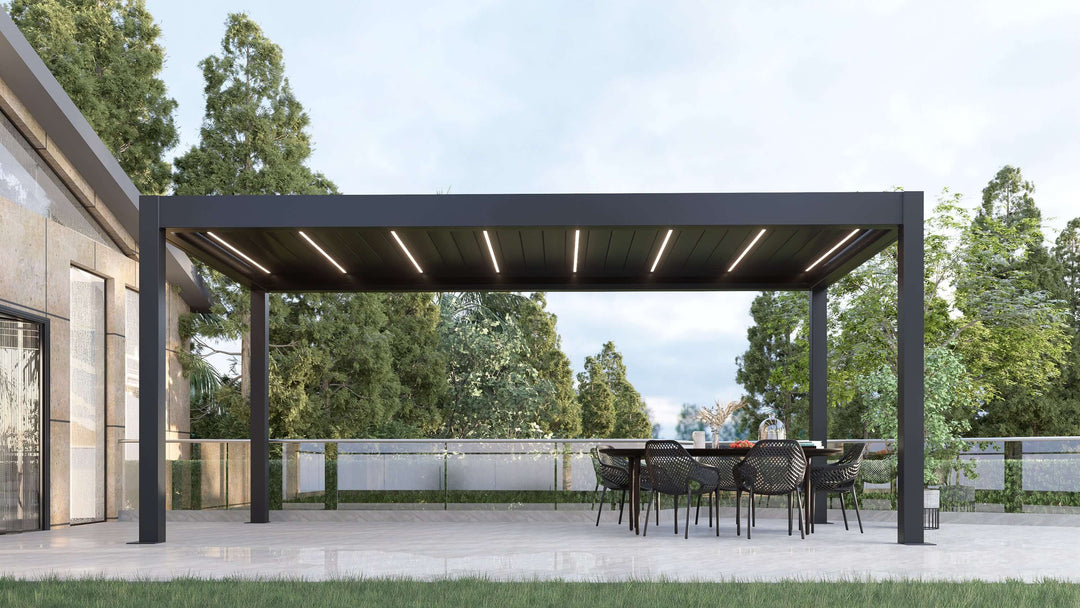 Weatherproof Pergola - Motorized Louver W/ Lighting